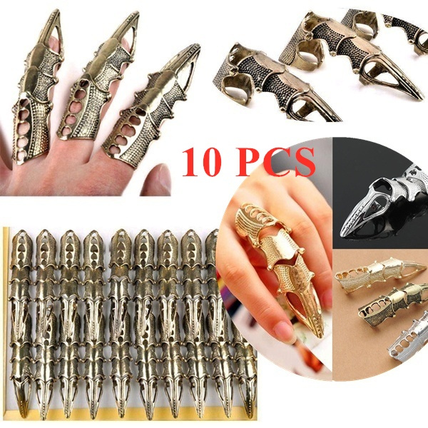 New 1/2/5/10pcs Retro Punk Rings Rock Scroll Joint Armor Knuckle