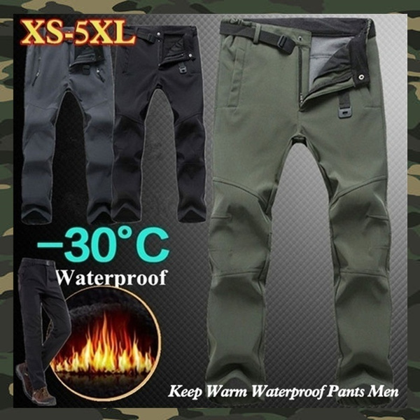 Mens Hiking Long Pants Outdoor Winter Warm Thermal Fleece Windproof Trousers XL 