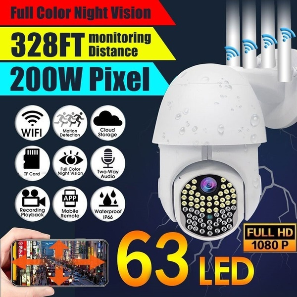 63 LEDs 4x 5DB Antennas IP Camera Onvif WiFi 2MP Full Color Night