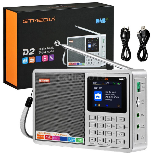 GTMEDIA D2 DAB Radio Digital FM Radio Bluetooth Speaker AUX IN TF Card Slot MP3 Player Recording Earphone Socket Battery Powered Rechargeable | Wish