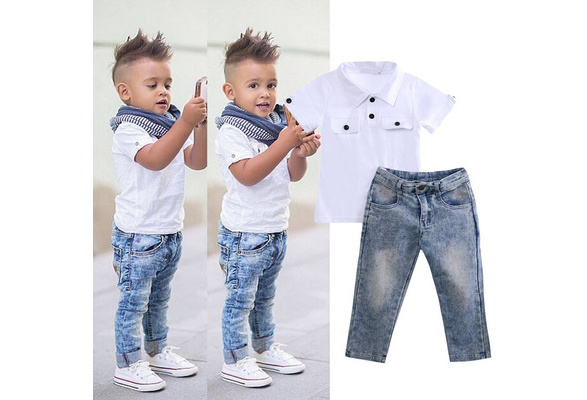 New 2pcs Toddler Kids Baby Boy Infant T-shirt Top+Jeans Pants Clothes  Outfit Set, Wish