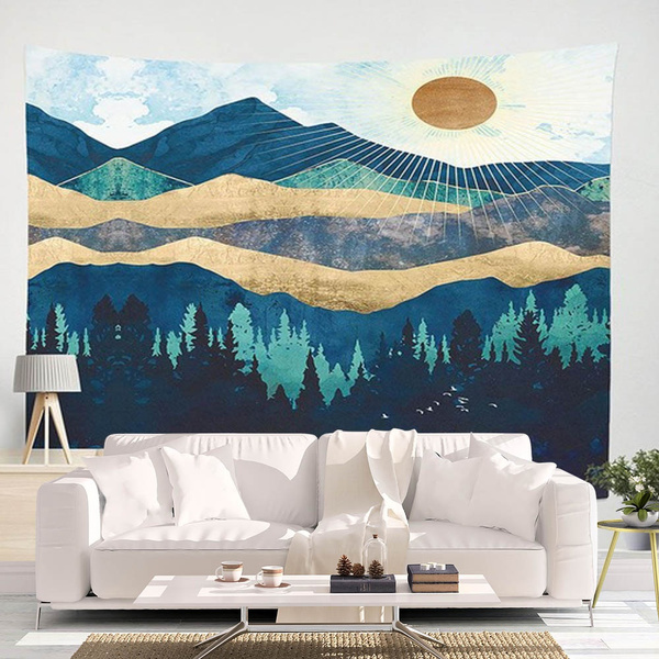 Desolate Land and Mountains Tapestry Wall Hanging Living Room Bedroom Dorm Decor 