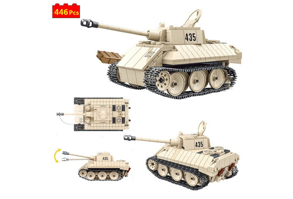 446PCS VK1602 Leopard Light Tank Model Building Blocks WW2 Soldier Figure Toy 