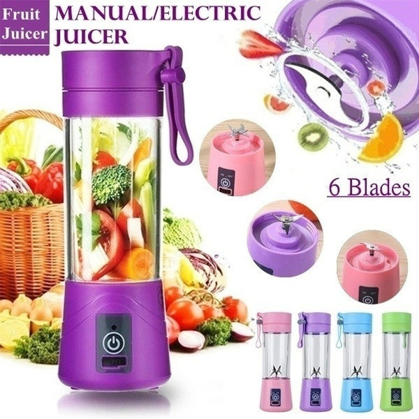 380ml 2/ 4/6 Blades Mini Portable Electric Fruit Juice Portable Blender USB  Rechargeable Smoothie Maker Blender Machine Sports Bottle Juicing Cup HH9  2134 From Seals168, $9.95