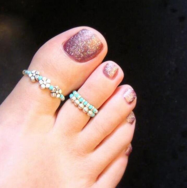 Foot beautiful Barefoot Rhinestone Rhinestone Finger Jewelry Beach Girl Toe Ring