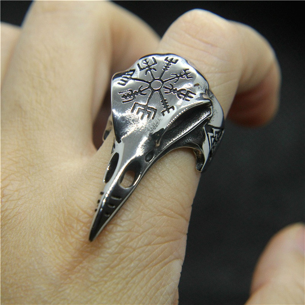 Ring for men Stainless Steel Viking Skull Raven Amulet Punk Rock Top Quality 
