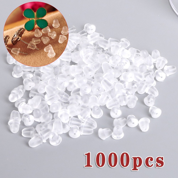 1000 Pcs Clear Soft Silicone Rubber Earring Backs Rubber Stopper