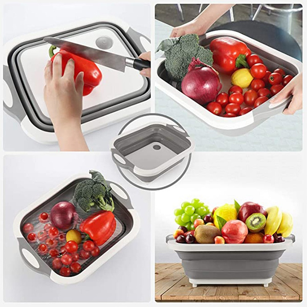 Foldable Dish Tub Washing Basket Collapsible Food Fruit Laundry Multi-function 