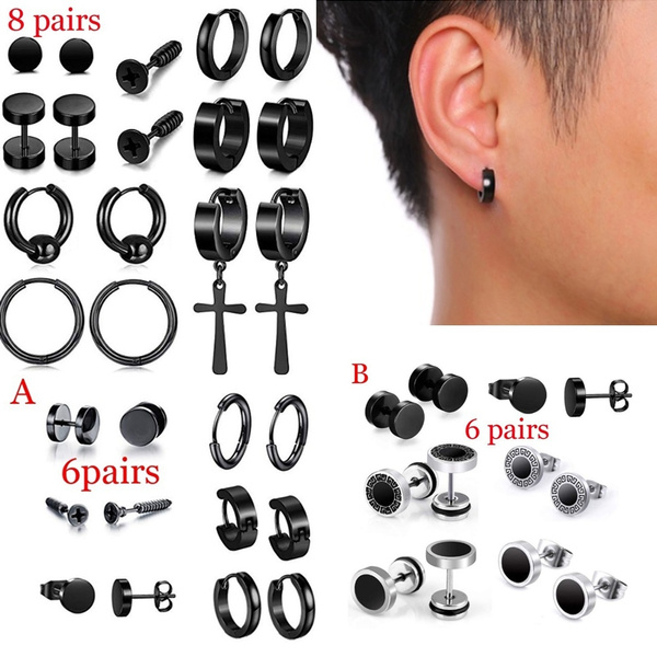 Mens stainless on sale steel earrings