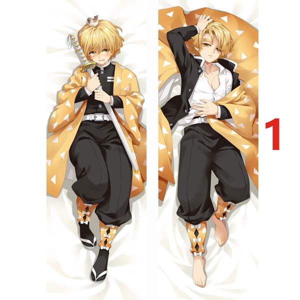 Demon Slayer Kimetsu No Yaiba 鬼滅の刃 Agatsuma Zenitsu 我妻 善逸 あがつま ぜんいつ Body Pillowcase Peach Skin Double Sided Throw Pillow Case Cover X 60 Inches Wish