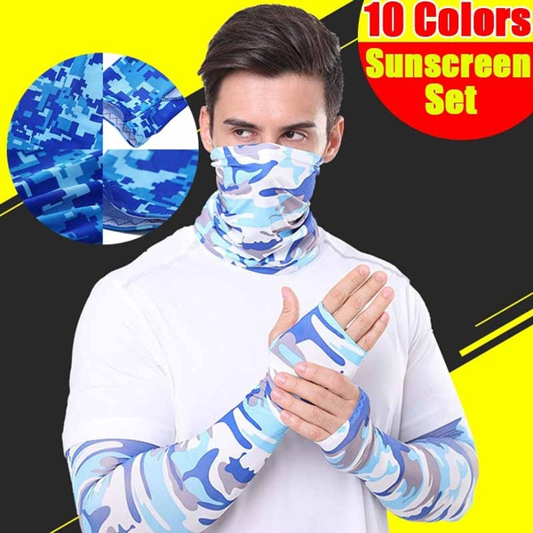  UV Protection Neck Gaiter Sun Arm Sleeves Set, Cooling