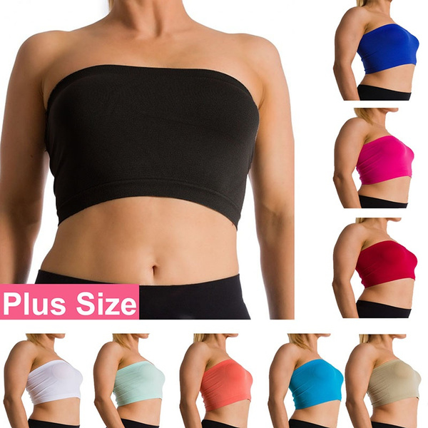 Women Fashion Causal Plus Size Seamless Strapless Bandeau Bra Wrapped  Invisible Chest Wraps Tube Tops