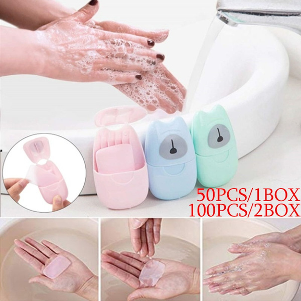 100pcs/box Soap Paper Disposable Bath Hand Washing Travel Foaming