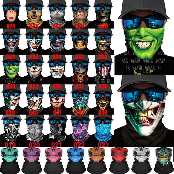 UV Protection Joker Skull Face Mask Motorcycle Balaclava Neck Gaiter for Riding 