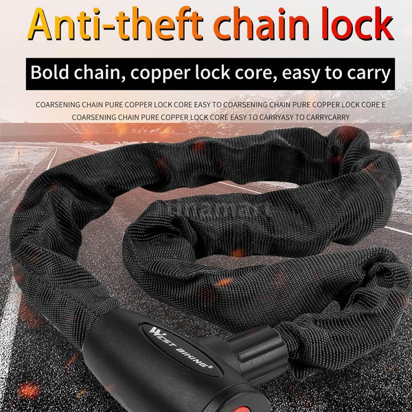 Bicycle Lock Anti-Theft Safety Bike MTB Chain Keys 2 With Lock Cable Steel