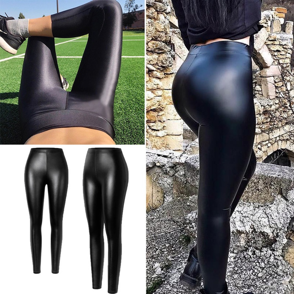 MRULIC leggings for women Womens Shiny Faux Leather Leggings Pants Clubwear  Trousers Tight Body Black + XL - Walmart.com