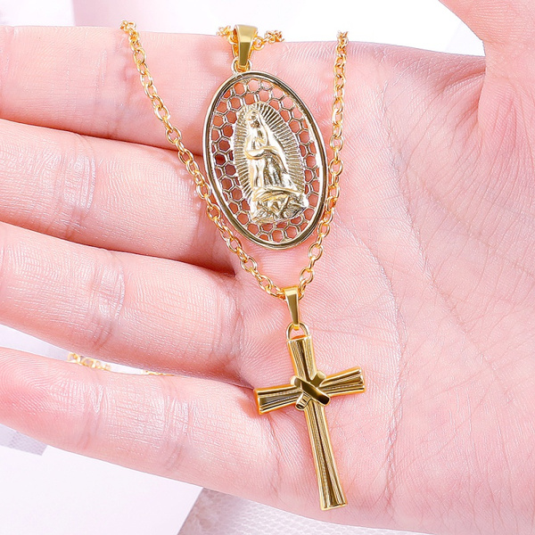 Virgin mary rose gold on sale necklace