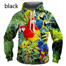 parrotsweatshirt, 3D hoodies, hooded, Colorful