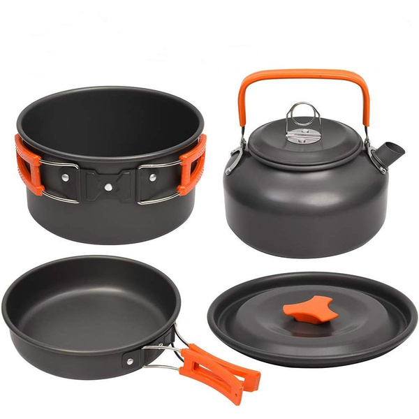 Portable Camping Cookware Kit Outdoor Aluminum Cooking Set Water Kettle