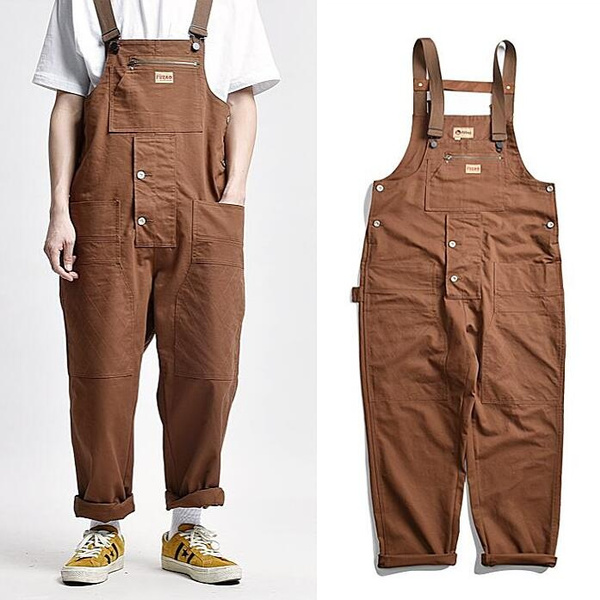 Multi-pocket Tool Overalls Men's American Style Loose Worker Overalls  Casual Jumpsuits for All Seasons