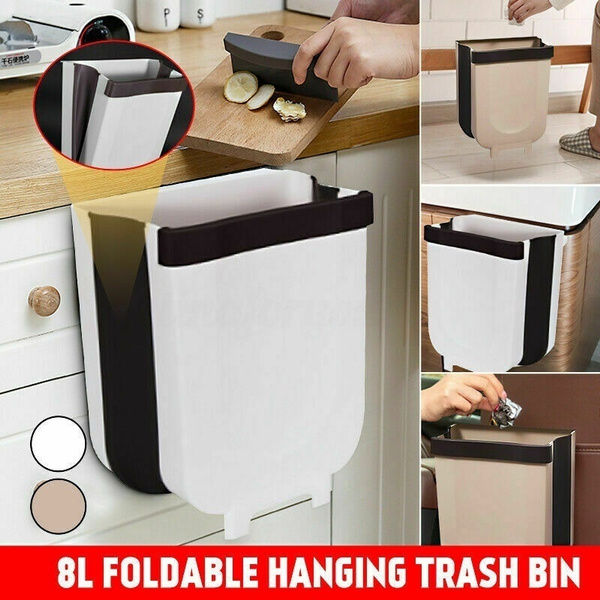 Wall Mounted Waste Bin Folding Kitchen Trash Can Rubbish Container Box Home 