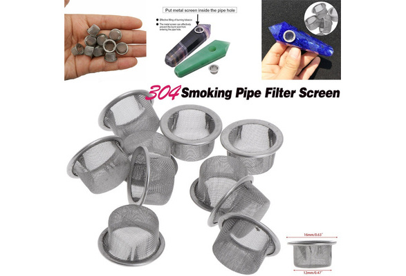 10Pcs Crystal Tobacco Smoking Pipe Metal Filter Screen Steel Mesh Concave Bowl 
