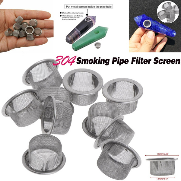SAN 500pcs Silver Smoking Pipe Stainless Steel Tobacco Accessorie Metal Filters 
