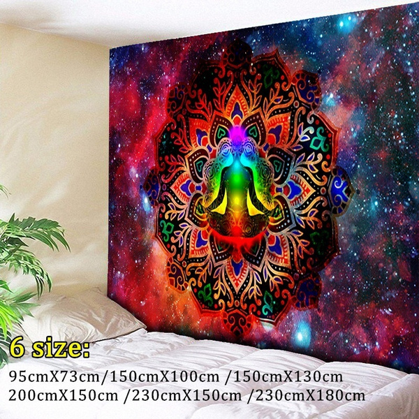 Indian Mandala Tapestry Starry Night Galaxy Decor Psychedelic Tapestry Wall Hanging Hippie Chakra Tapestries Boho Wall Cloth 95cmx73cm 150cmx100cm 150cmx130cm 200cmx150cm 230cmx150cm 230cmx180cm Wish