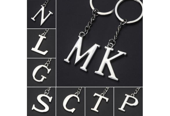 26 Letter Alphabet Initial Stainess Steel Name Key Chain Holder English Capital 