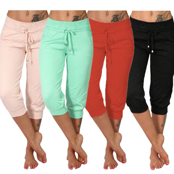 Women Casual Sport Pants Solid Running Jogger Pants Female Solid