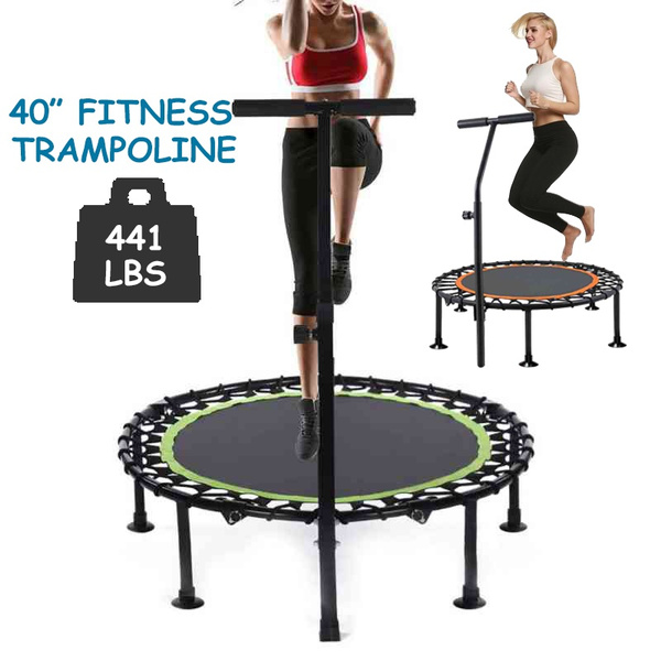 40 Inch Mini Trampoline, Rebounder with Adjustable Foam Handle Fitness  Trampoline for Kids Adults Bungee Rebounder Jumping Cardio Trainer Workout