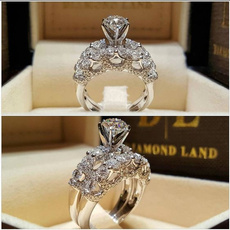 Sterling, Engagement Wedding Ring Set, wedding ring, Romantic