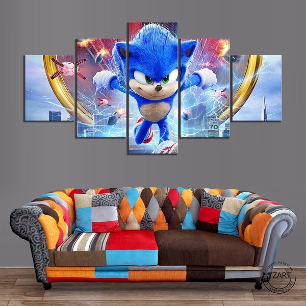 Wall Art 5 Piece Sonic The Hedgehog Movie Poster Super Sonic Pictures  Artwork Wall Paintings Oil Painting for Living Room Home Decor Canvas  Paintings No Frame | Wish