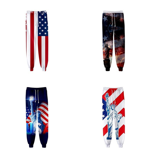 USA Landmark Baggy Joggers Pant Independence Day Print Casual Sport ...