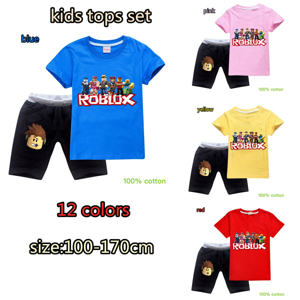 Boy And Girls Summer High Quality Casual Kids T Shirt And Shorts Pure Cotton Cartoon Roblox Tee Tops Shorts Sweatpants Outfit Set Wish - boys t shirt yellow roblox