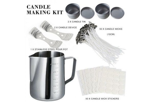 1 Set Candle Making Kit Pouring Pot Wicks Sticker DIY Candle