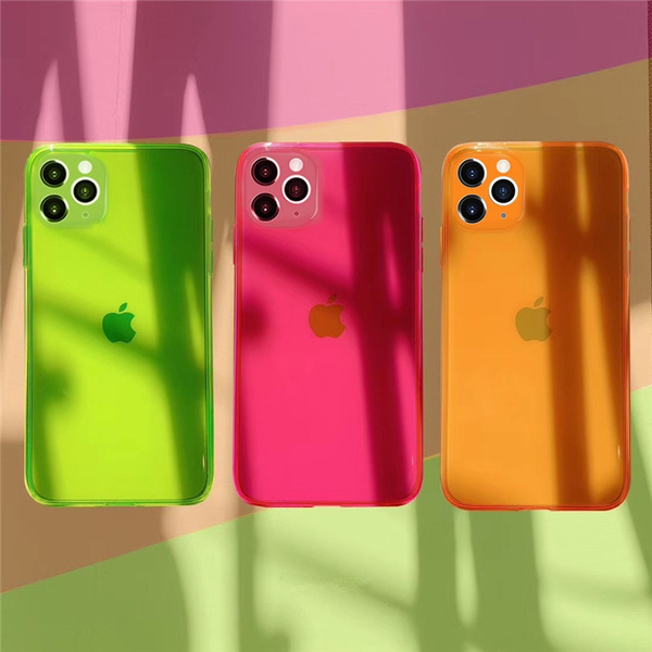 Luxury Neon Fluorescent Green Phone Case For Iphone 11 Pro Max Xr X Xs 7 8 Plus Se Thin Soft Silicone Cover Clear Coque Wish