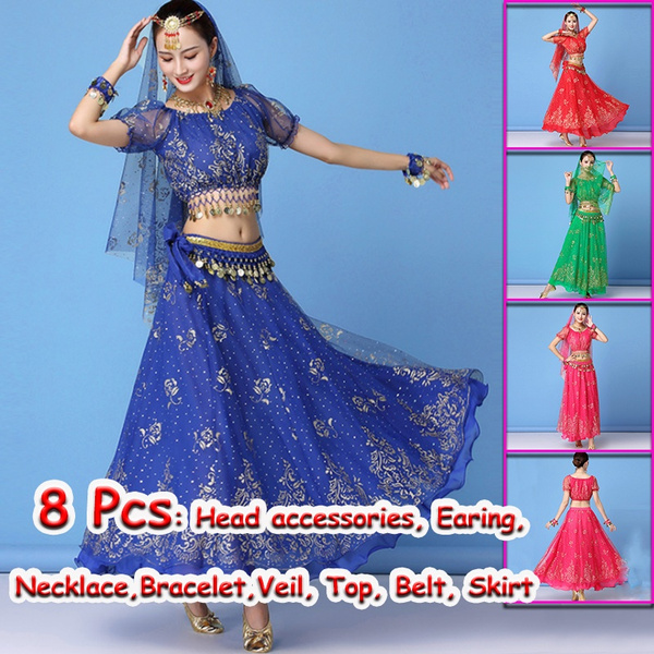 Bollywood Dress Costume Women Set Indian Dance Sari Belly Dance