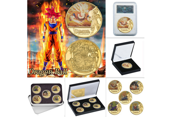 12pc Dragon Ball Goku Vegeta Frieza Super Saiyan Gold Coins In Box Souvenir gift