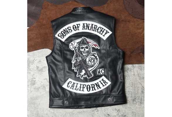 minimum een paar Durven Men Fashion Sleeveless Jacket Sons of Anarchy Leather Vest Bomber  Motorcycle Waistcoat Men Jackets | Wish