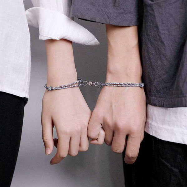 2pcs Couple Bracelet Rope Braided Distance Magnetic Jewelry Lover