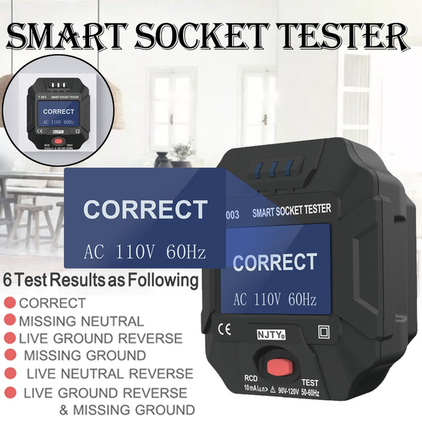 NJTY RCD Test Electric Socket Tester Polarity Detector Wall Plug Breaker Finder 