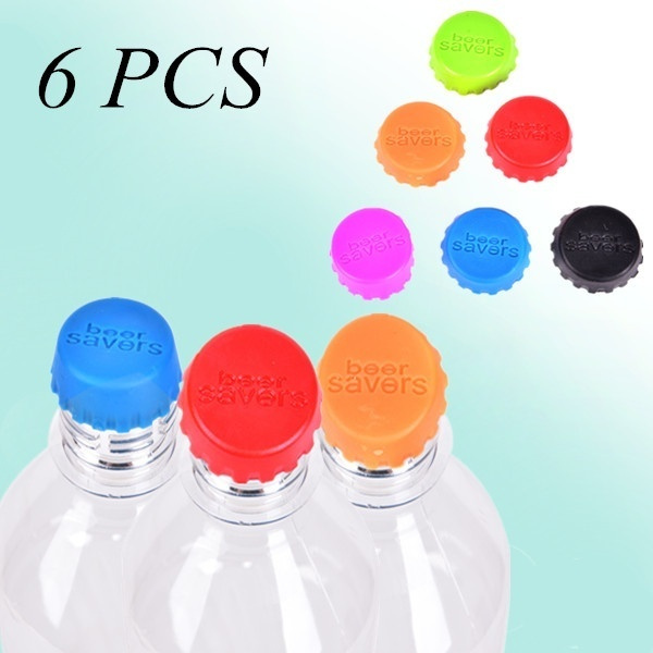 6pcs Reusable Silicone Bottle Caps Beer Cover Soda Cola Lid Wine Saver StopperOS 
