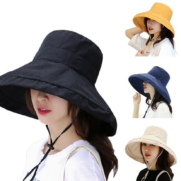 Brimmed Women Hats Summer Hat Big Brim Bucket Hat Double-sided Sunshade Fisherman  Hat Beach Hat Versatile Sun Hat