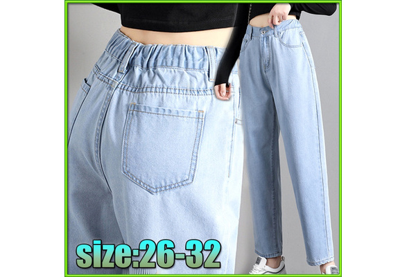 Elastic Waist Black Jeans Korean Fashion 4 Collor Mom Jeans High Waist  Jeans High Street Plus Size Denim Pants Street Style