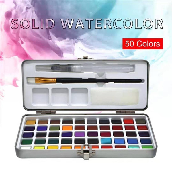 Professional 50 Colors Solid Watercolor Paint Box Set With 3 Tools   5ec2383b345775674ed89ddc Large 