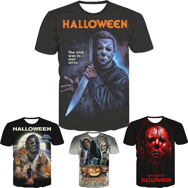 Horror Pennywise Michael Myers Halloween Mens T-Shirt Short Sleeve 3D Printed