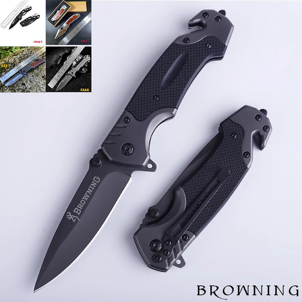 metaal fabriek doe niet BROWNING Spring Knife Automatic Knives Quick Opening Knives Damascus steel  Knife Outdoor Tool | Mama