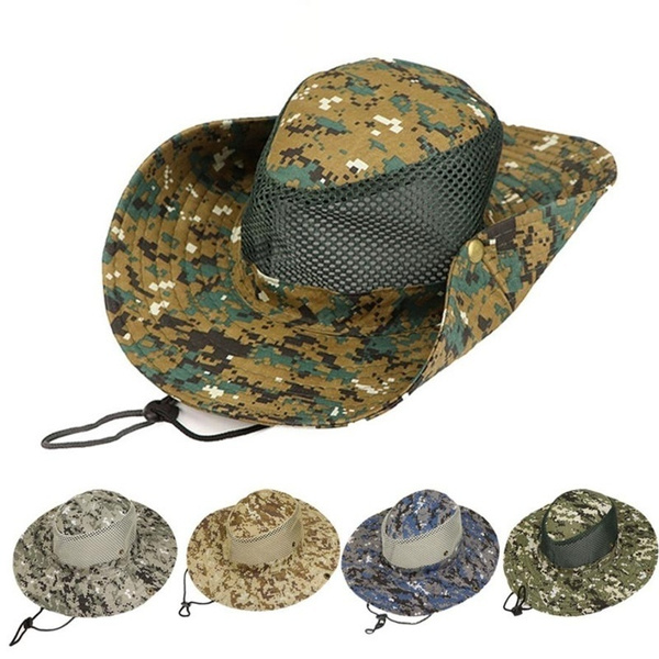 Breathable Mesh Tactical Boonie Hats Camo Bucket Hat for Fishing