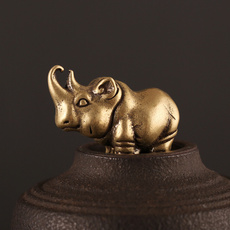 Brass, Statue, Chinese, rhinocero